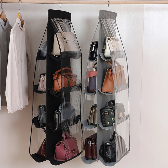 For Wardrobe Closet Transparent Storage Bag Hanging Handbag Organizer Door  Wall Clear Sundry Shoe Bag with Hanger Pouch - AliExpress