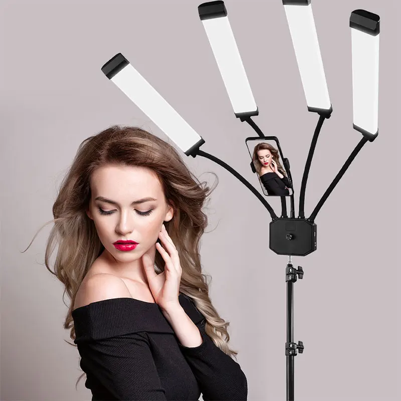Flexible rgb led ring lights 4 arm ring light with tripod stand and