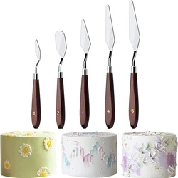 5Pcs Cake Cream Spatula Set Stainless Steel Painting Knive Kit Cake Decoration Tool Palette Knife Cake Icing Scraper Baking Tool