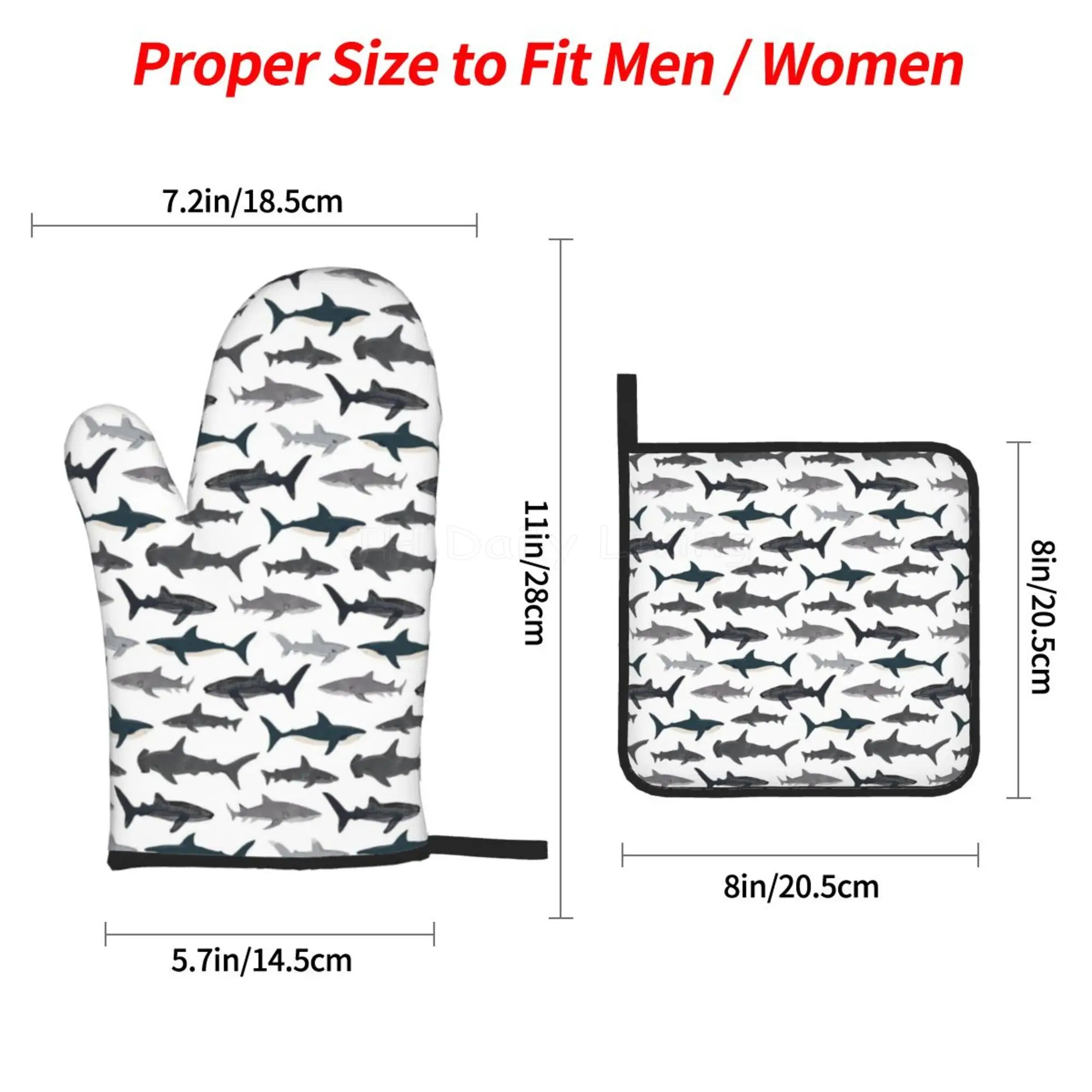 Ocean Whale Shark 4pcs Oven Mitts and Pot Holders Sets Heat Resistant Non Slip Kitchen Gloves Hot Pads with Inner Cotton Layer