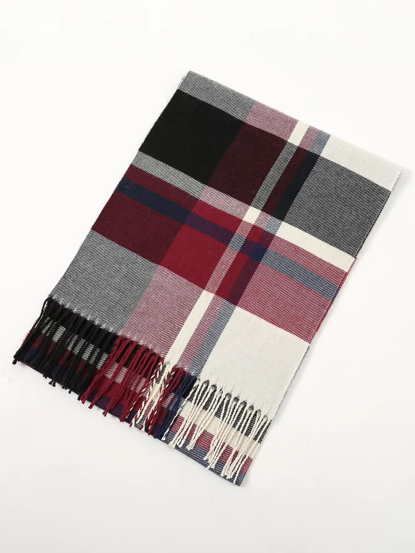 2024 New Red Plaid Cashmere Scarf Shawl Woman Winter Scarf Joyful Pashmina Neckscarf Keep Warm Blanket Soft Thick Head Scarf 5