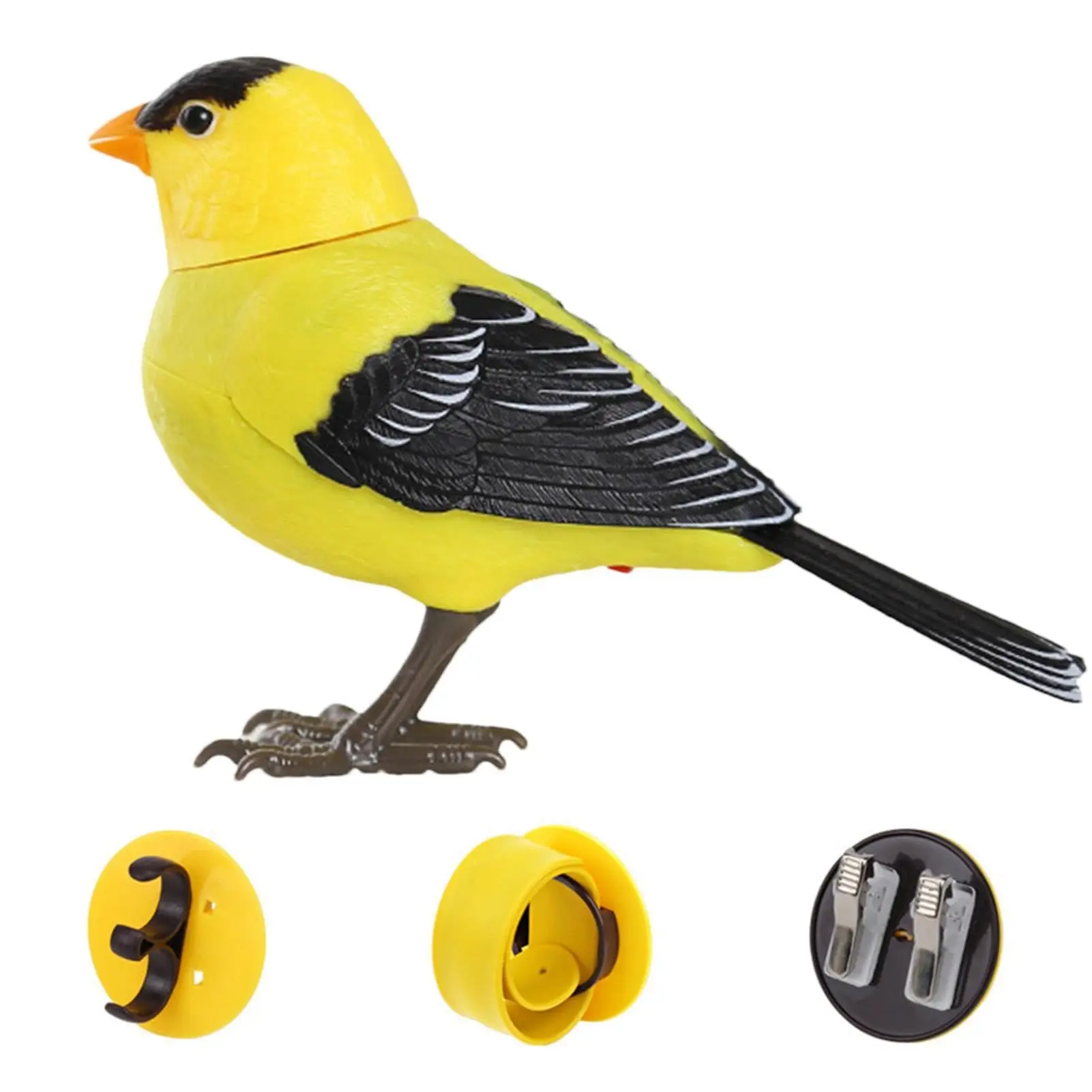 Robot birds, electronic singing and chirping bird toys, battery-powered singing birds, for home decor, lighting voice control