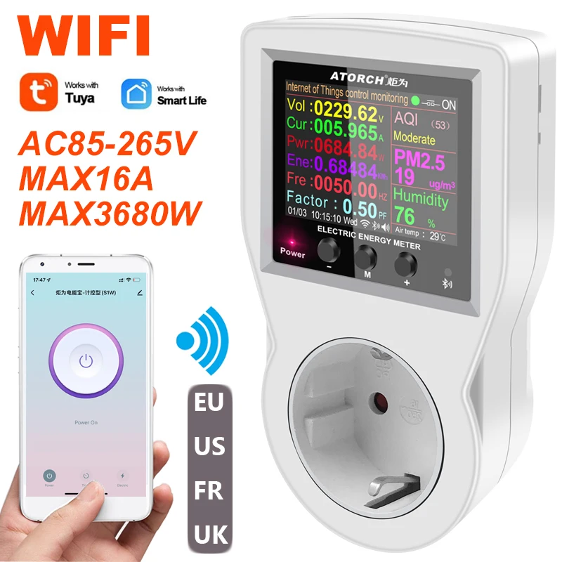 Smart Wifi/bluetooth Digital Wattmeter 220v Ac Power Meter Electricy ...