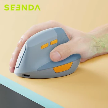 Seenda 수직 무선 마우스 C타입 충전식 인체공학적 USB 및 C타입 마우스, 노트북, PC, 맥북, 윈도우, 안드로이드용