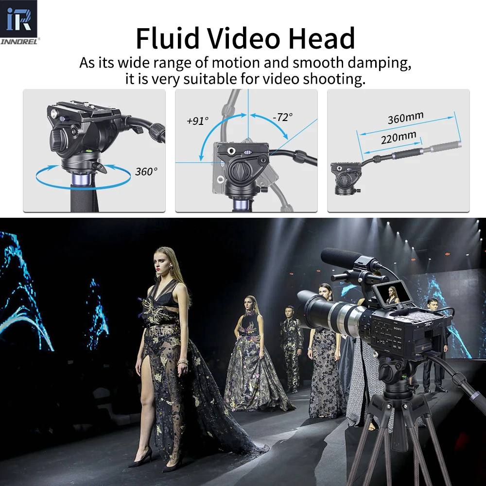 VF80C Professional Carbon Fiber Video Tripod 186cm & Hydraulic Fluid Video Head F80 For DSLR Camera Camcorder Slider 12kg Load
