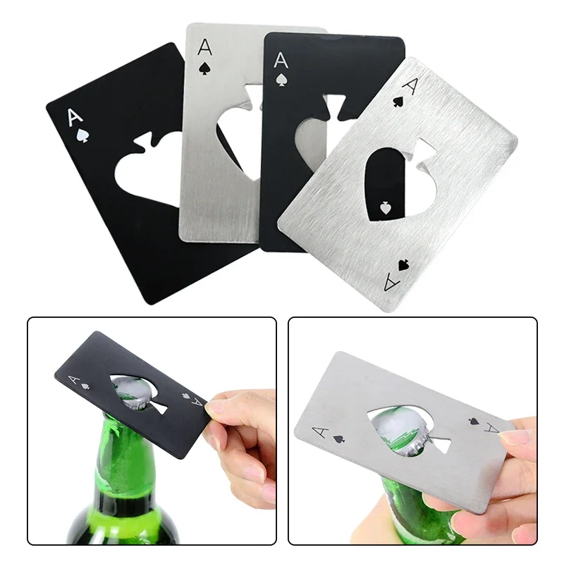 Creative Poker Ace Shaped Bottle Can Opener Stainless Steel Credit Card Size Bar Restaurant Beer Metal Opening Tool Party Tools