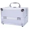 SM-2176 Silver Aluminum Makeup Train Case Jewelry Box Organizer with Mirror - 9x6x6 Cosmetic Storage 1
