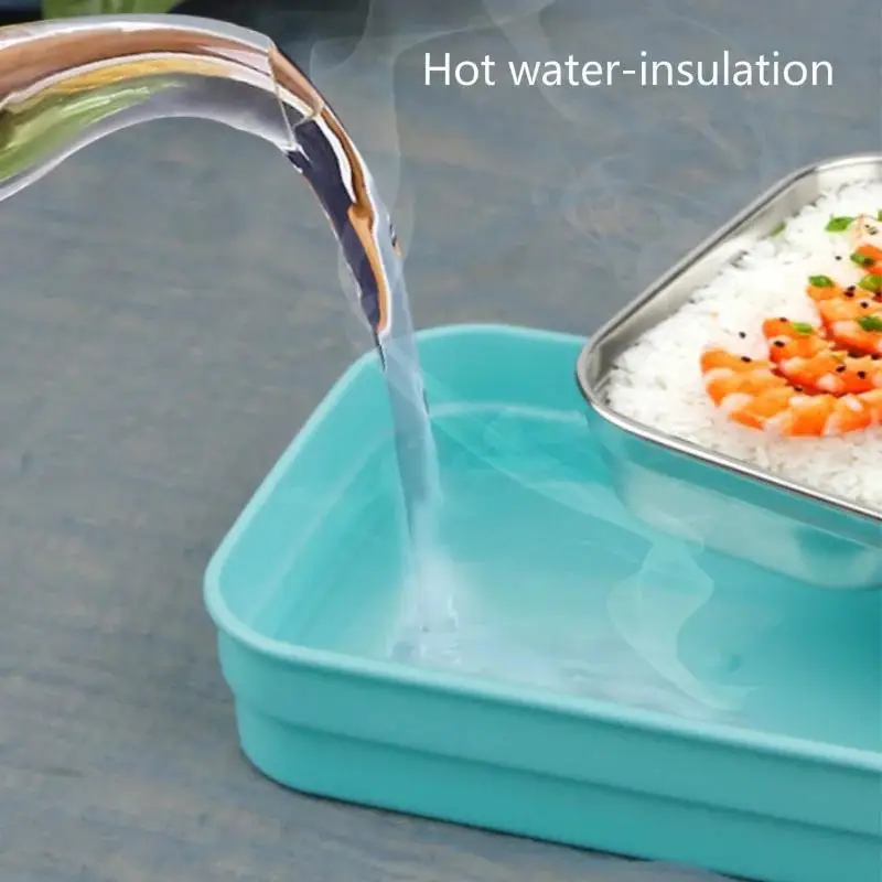 Children's Lunch Box Stainless Steel 304 Insulation Double-layer Lunch Box Student Multi-layer Creative Split Rectangular