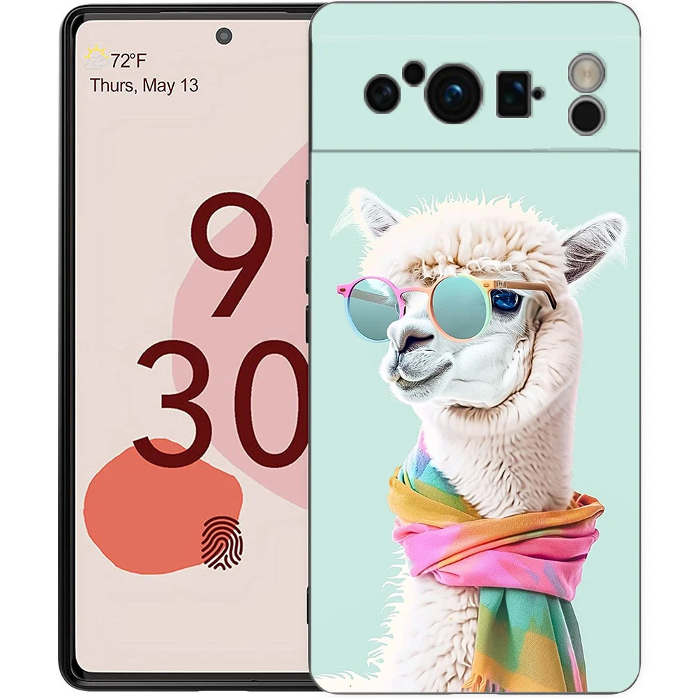 Adorable Kawaii Alpaca Silicone Shockproof Phone Case - Black Cover
