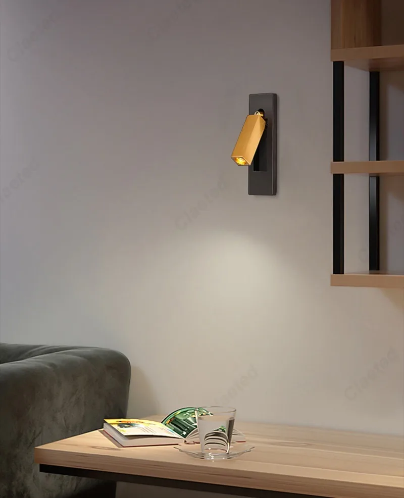 Creative LED Rotatable Wall Lamp USB Charging Interface Bedroom Bedside Reading Lamp Living Room Hotel Decoration Wall Lamp