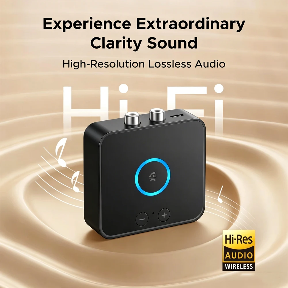 KEBIDU 블루투스 6.0 오디오 송신기 수신기 1-2 무선 어댑터 3.5mm AUX RCA HiFi 스테레오 음악 어댑터 (스피커 키트용) Bluetooth 6.0 Audio Transmitter Rece