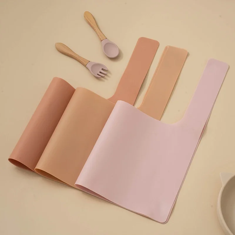 Solid Color Baby Soft Silicone Placemat High Chair Tray Mat Kids Non-slip Tableware Easy to Clean Infant Feeding Accessories 4