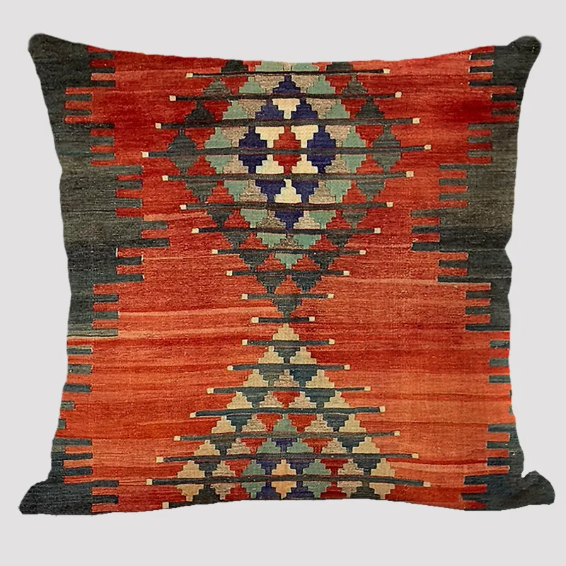 Bohemian Patterns Linen Cushions Case Multicolors Abstract Ethnic Geometry Print Decorative Pillows Case Living Room Sofa Pillow 