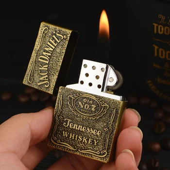 Vintage Bronze Metal Gas Lighter, Flint Wheel Cigarette Lighter, Bong Best Gift Men's Gadgets, Men's Gifts 1