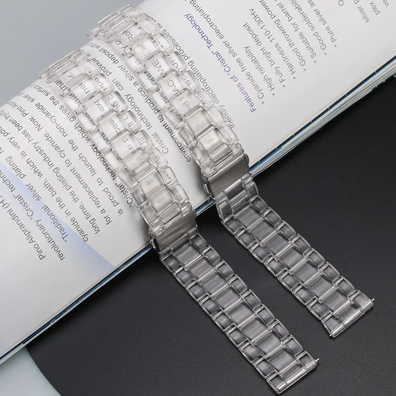 Clear Resin Strap, 22mm Universal Fit for Smartwatches – Sleek & Durable Bracelet Band