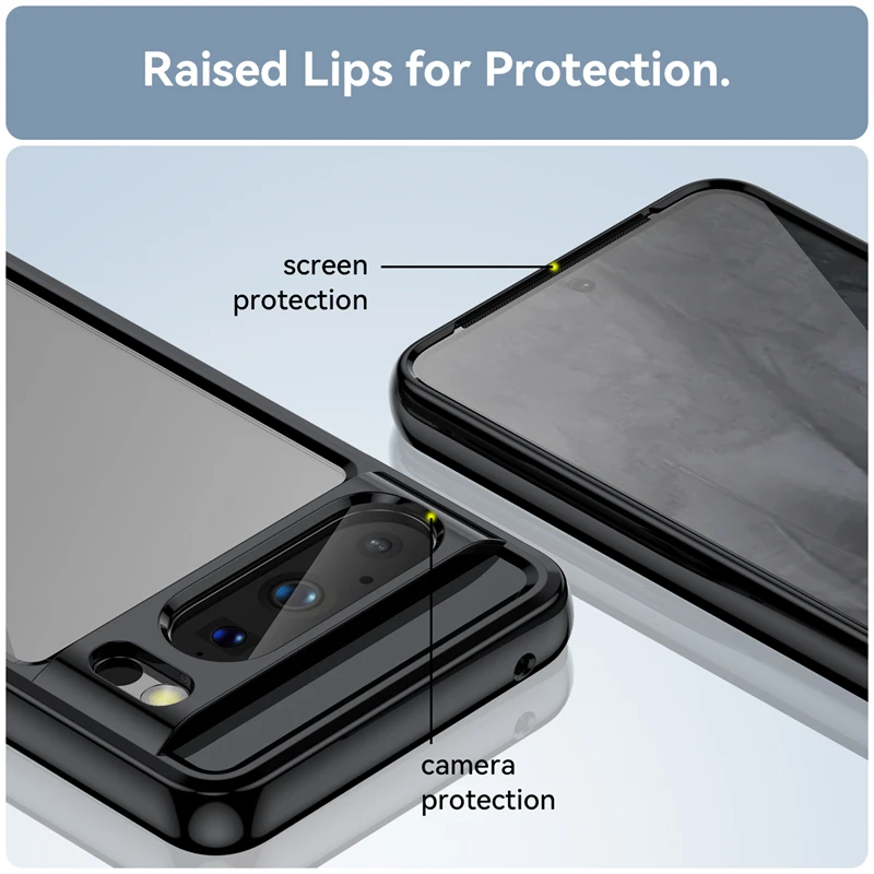 XTCASE Cover per Google Pixel 8 Pro Custodia, Protezione Copri Fotocamera Scorrevole Ultra Sottile Rigida Hard Antiurto Antigraffio Antiscivolo Shockproof Protettiva Case, Nero