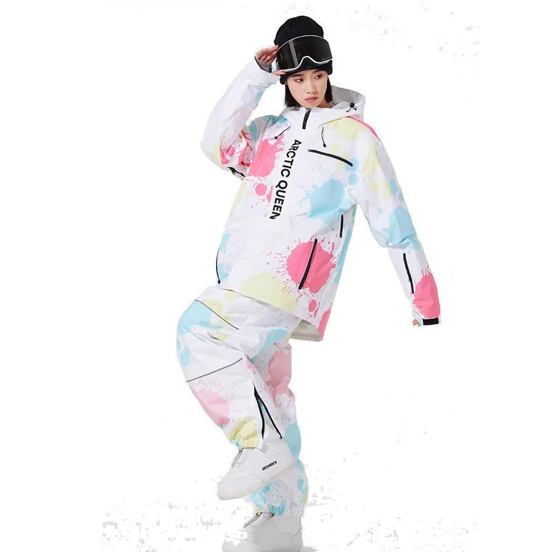 Colorful Set, Women s Ski Clothes, Snow Wear Suit Sets, Snowboard Clothing, Winter Costume, Ski Jacket and Strap Pant for Female 5