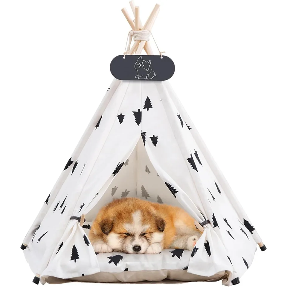Cozy Pet Teepee Tent with Thick Cushion for Dogs and Cats
