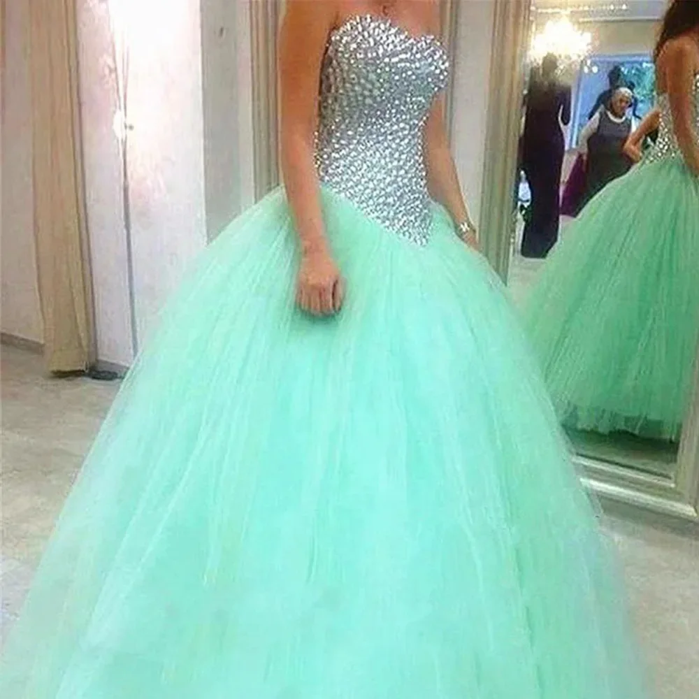 

Мятно-зеленое Тюлевое бальное платье, платья для Quinceanera 2021, роскошное платье для выпускного вечера 16-летнего, 15 сладких 16, платья на день рождения