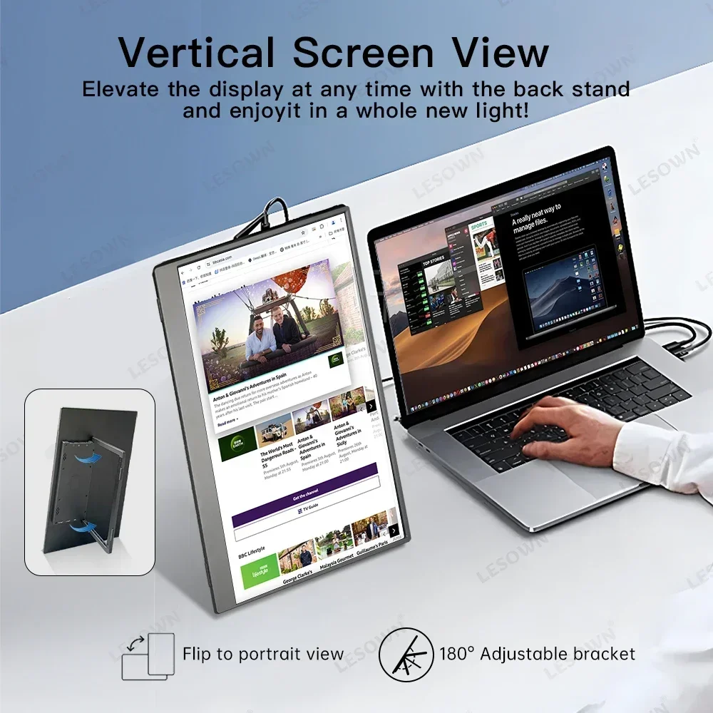 شاشة LESOWN 13.3 بوصة 4K محمولة UHD 3840x2160 IPS...