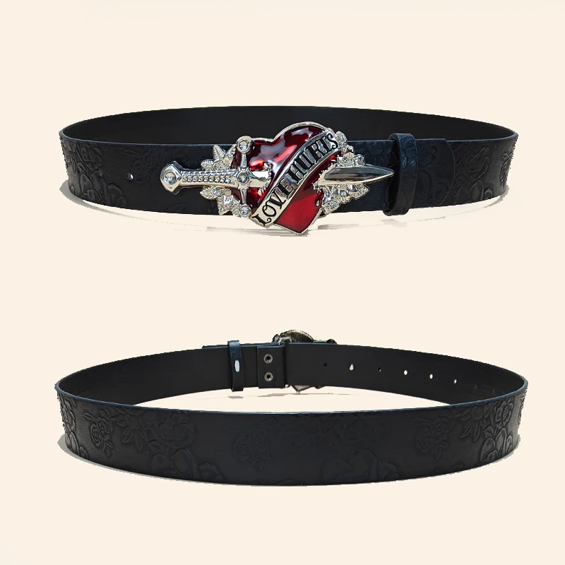 Neue Gothic Punk Leder Y2k Gürtel Für Frauen Männer Herz Schnalle Taille Halloween Luxus Weibliche Jeans Hosen Dekorative Bund – Detail 7