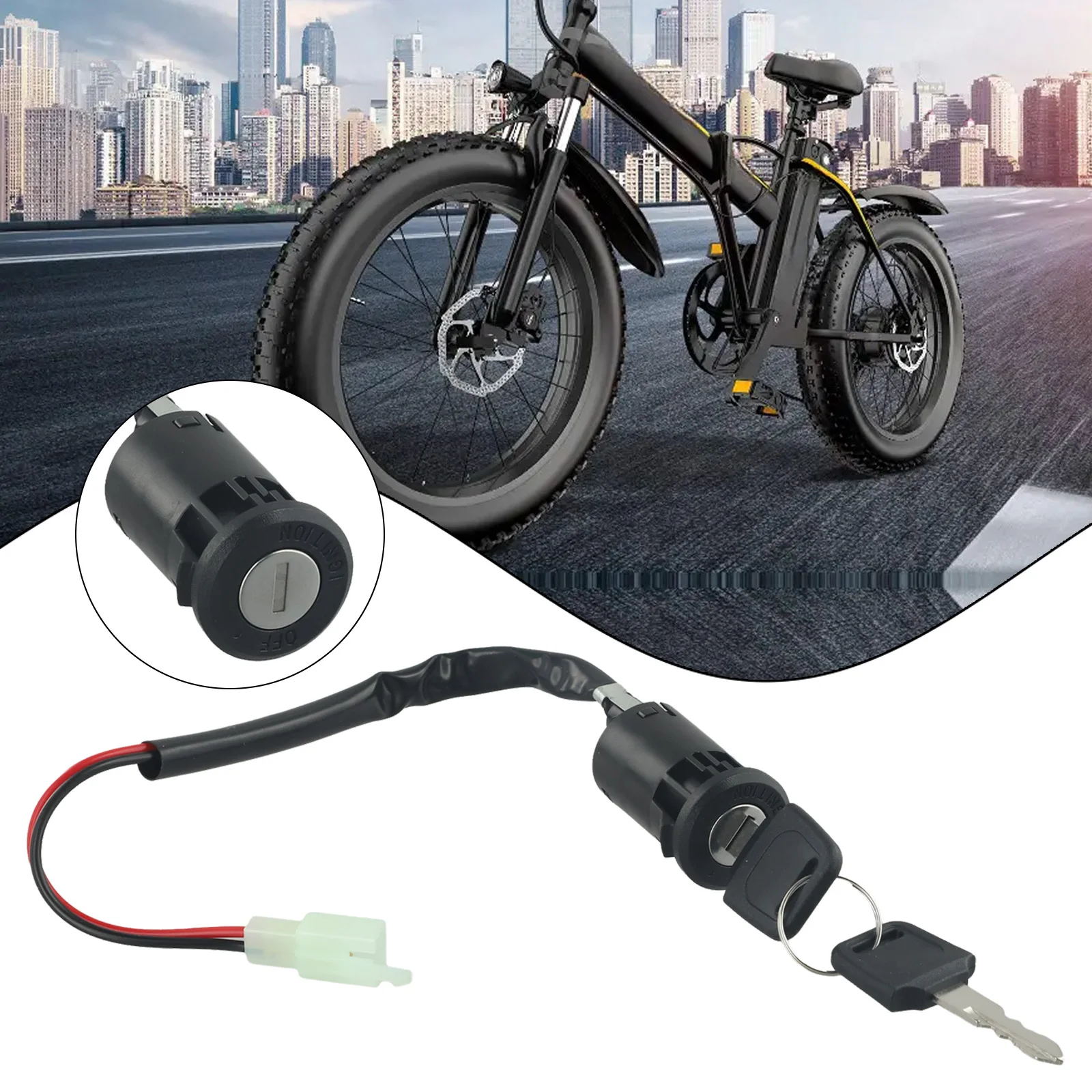 For E-Bike E-Bike Lock+Key Electric For Ignition Switch Wire Bicycle Bike E-Bike LockKey MTB Parts Replacement