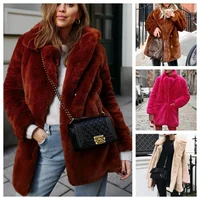 Faux Fur Coat Women's Mid Long Winter Plush Jacket