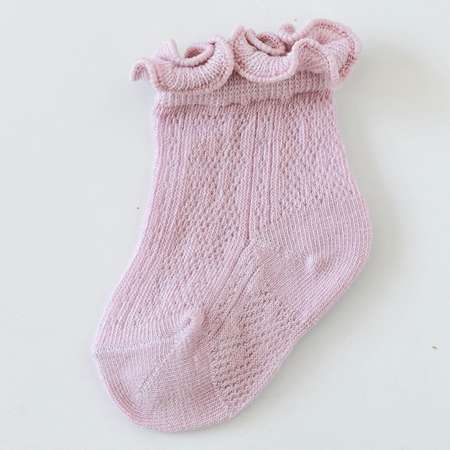 Kids Girls Cotton Lace Ruffle Princess Ankle Short Socks Solid White Pink Blue Spring Summer Cute Frilly Socks Stuff