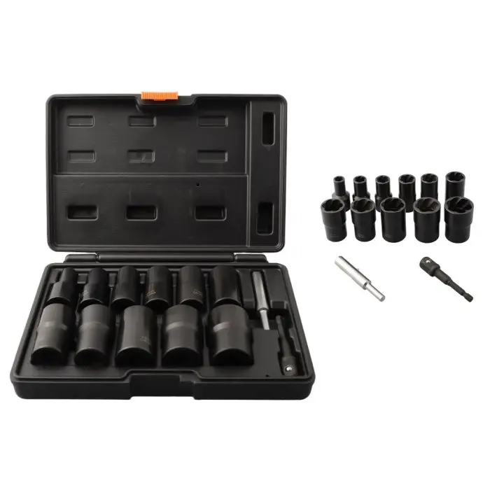 13pcs Extraction Socket Set 10-27mm Bolt Nut Remover Socket Extractor 1 2inch Adapter Car Auto Truck Tire Repair Tool