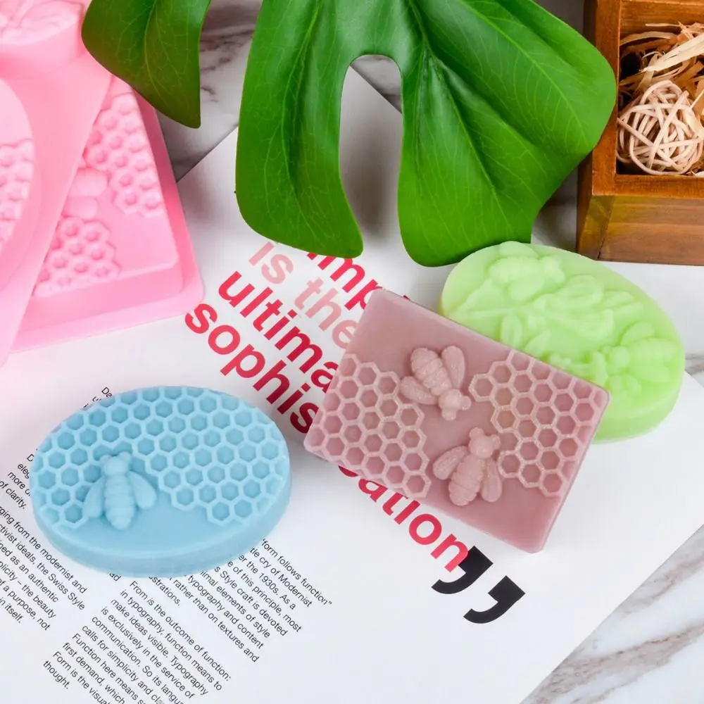 Silicone Soap Molds Epoxy Resin Molds 3D 6 Cavities Bee Oval Honeycomb Silicone Soap Mold DIY