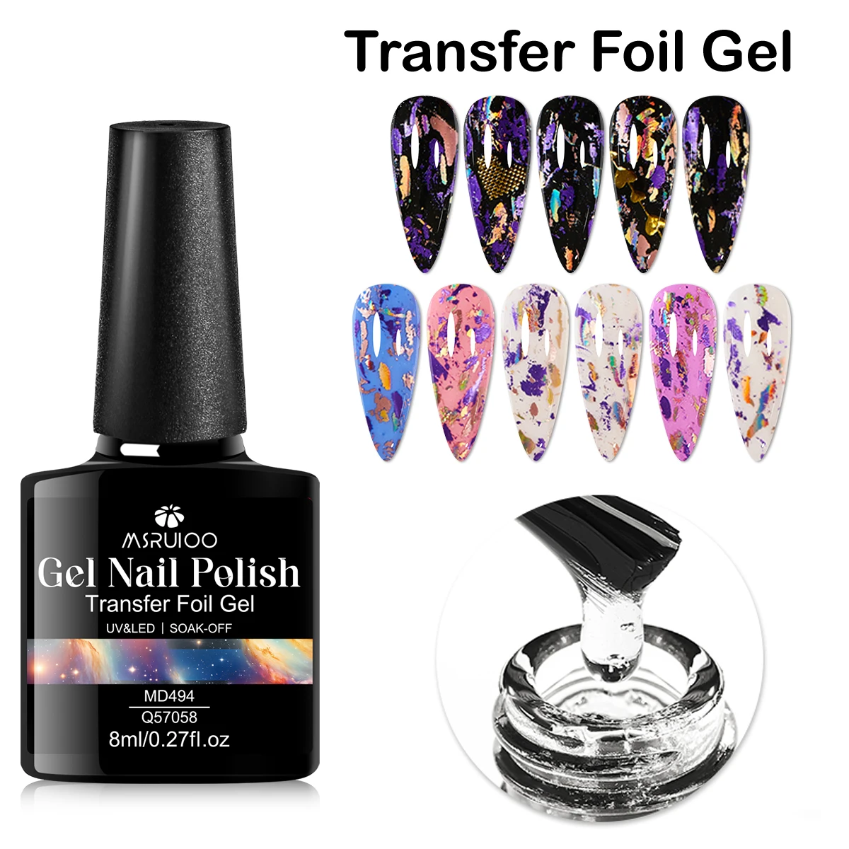 8ml 전사지 젤 네일 폴리쉬 투명 빠른 전사 패턴 UV LED 경화 네일 용품 매니큐어 살롱 품질 빠른 건조