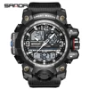 SANDA 3133  Week Day Display Digital Analog Watch Alarm Mode Teenager Student Electronic Wrist Clock Trendy Fashion Waterproof 1