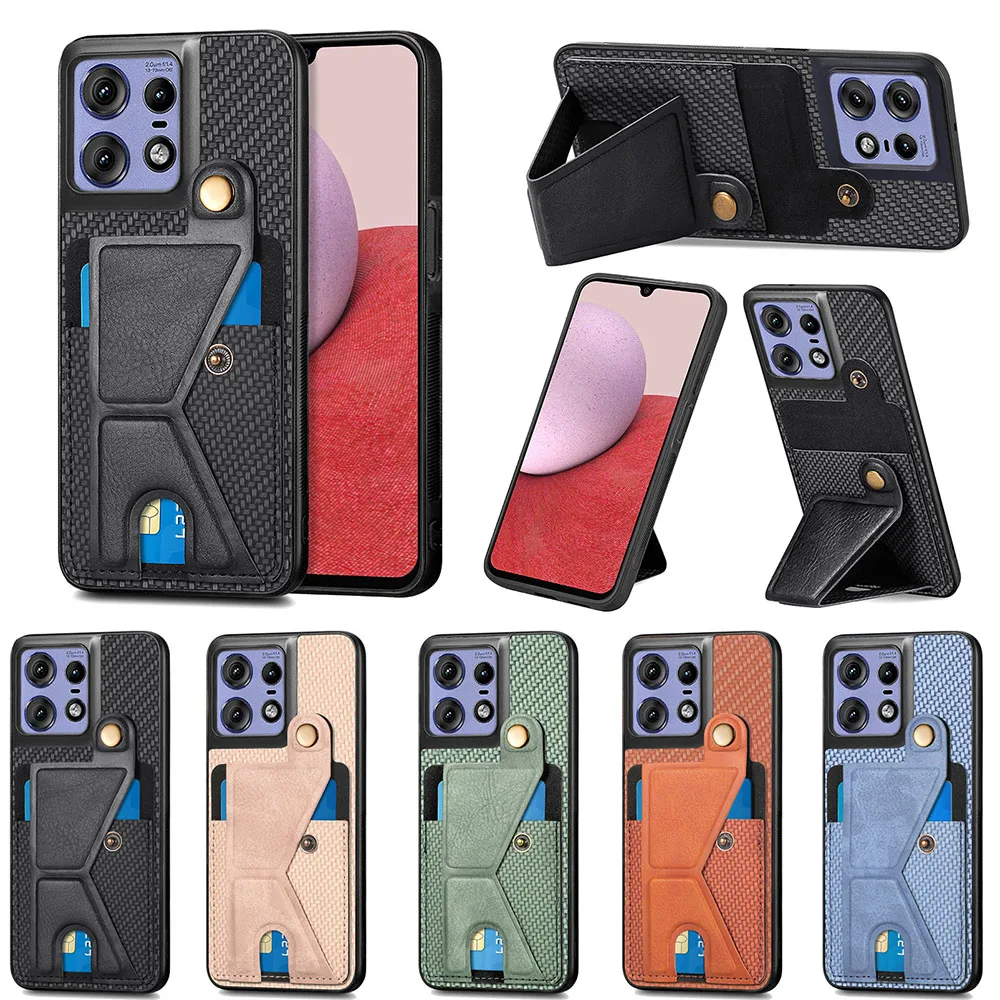 Carbon Fiber Leather Phone Case with Card Holder