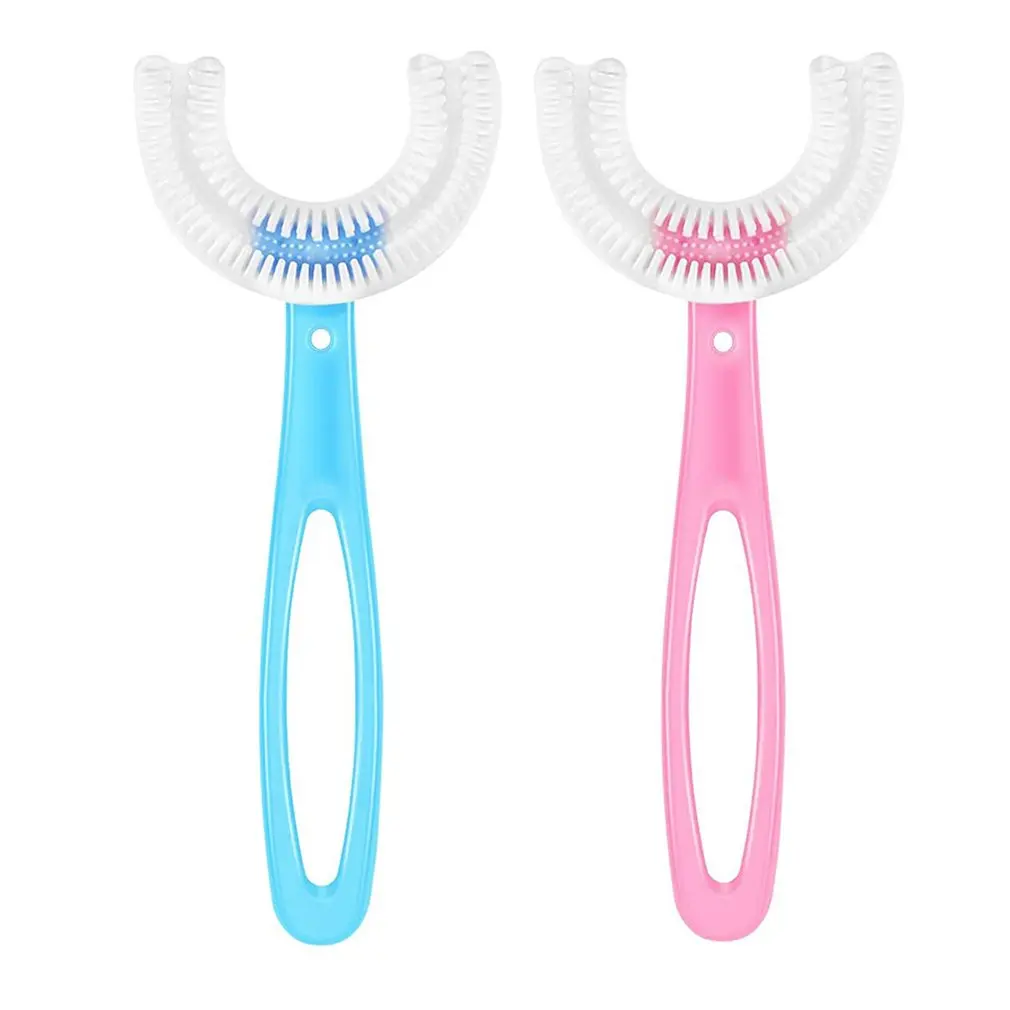 Kids U Shaped Toothbrush Whole Mouth With Silicone Bristles Massage