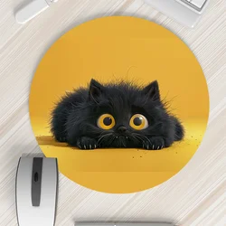 Adorable Black Cat Non - Slip Round Mouse Pad - 200X200X2MM (4)