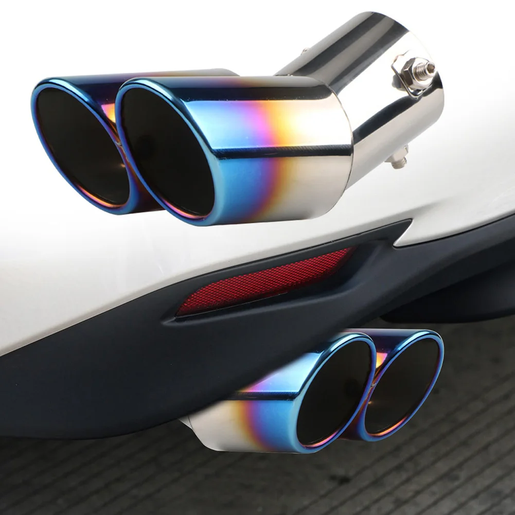 Car Exhaust Tip Stainless Steel Dual Tailpipe Throats Muffler Exhaust Tip Auto Modification Supplies exhaust pipe tip,tail pipe muffler