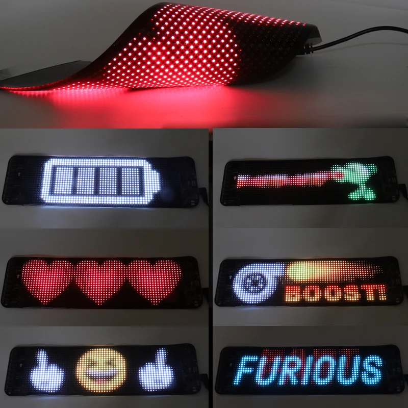 KJOY Mini LED Car Signs, 6.7''x2.76'' Flexible USB 5V LED digital sign  Bluetooth Application Control DIY Programmable Scrolling LED Sign for Car  Party