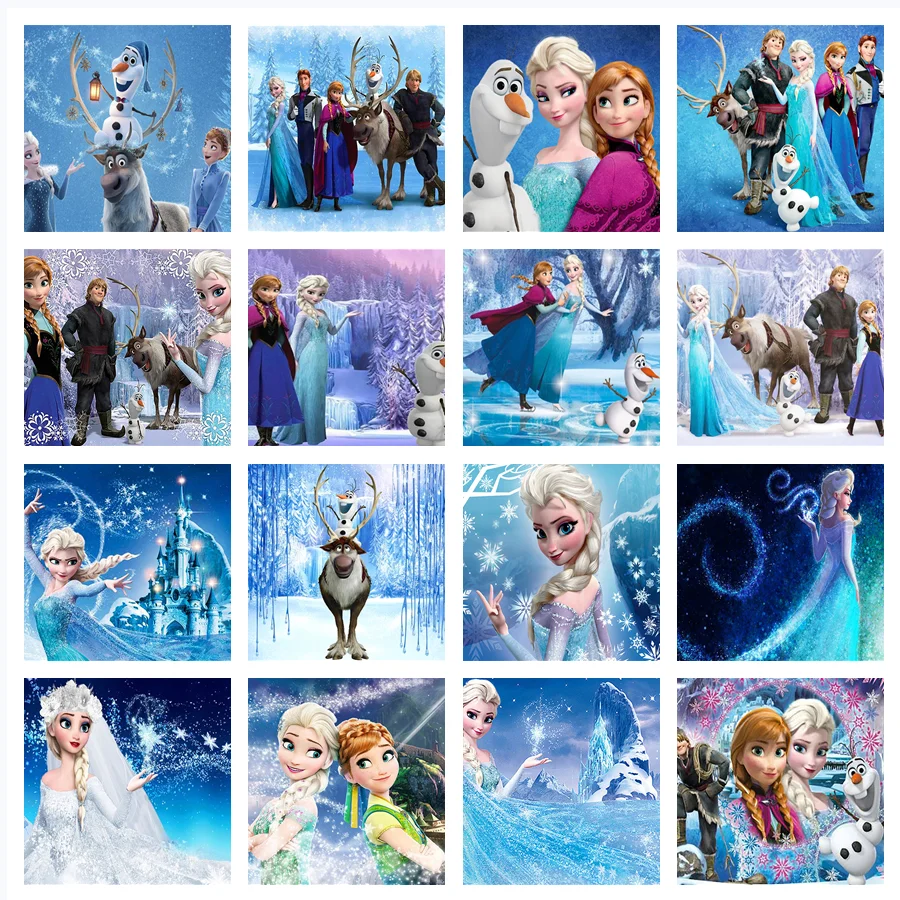 Pintura en lienzo de dibujos animados de Disney, carteles e impresiones nórdicos, arte de pared de princesa Elsa de Frozen, decoración de sala de estar, imágenes de pared