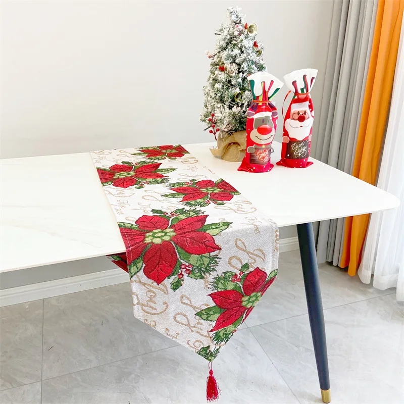 

33*180CM New Christmas Decorations Christmas Table Runner Explosions Cotton Tablecloth Hot Selling Table Mat Home Decoration