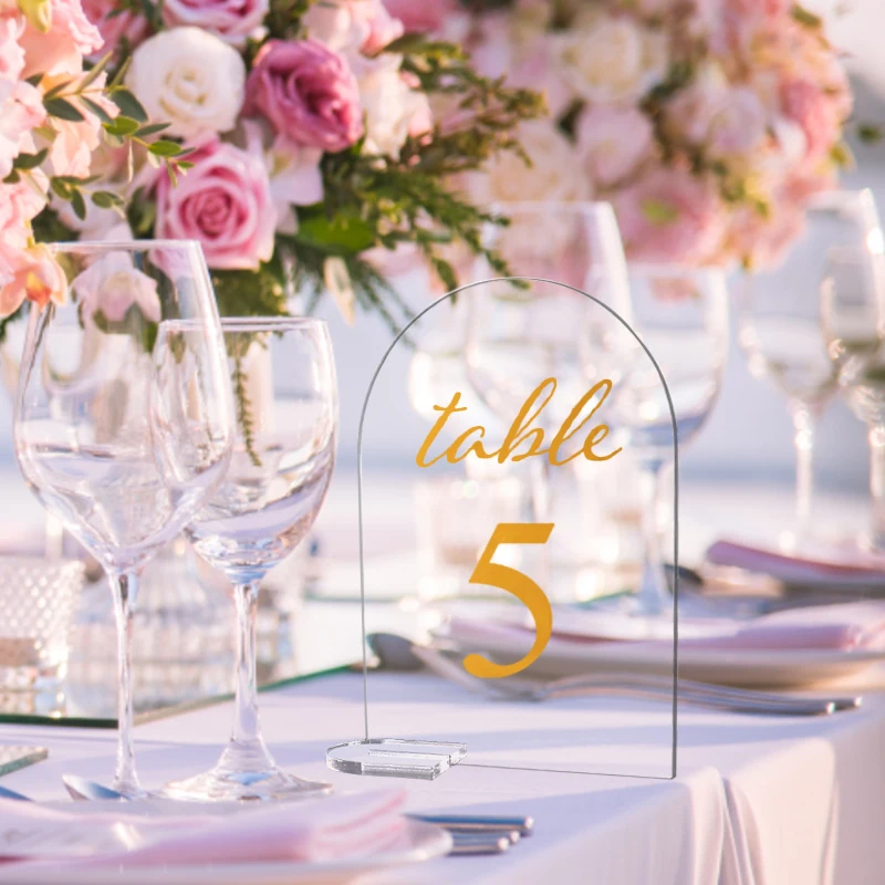 Description Picture 5 of item5Pcs Transparent Acrylic Table Place Card With Base Wedding Party DIY Decoration Blank Table Number Sign Guest Name Tag Supplies