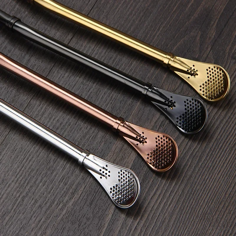 Yerba Mate Straw Filter +1 Brush Reusable 304 Stainless Steel Bombilla Drinking Straw Metal Tea Tools 4pcs