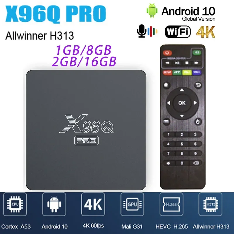 X96Q Pro New Smart Tv Box Android 10.0 Allwinner H313 X96Q Pro 2.4Gwifi 4K Hd Set Top Box Pk X96Q X96 Mini Smart Tv Box