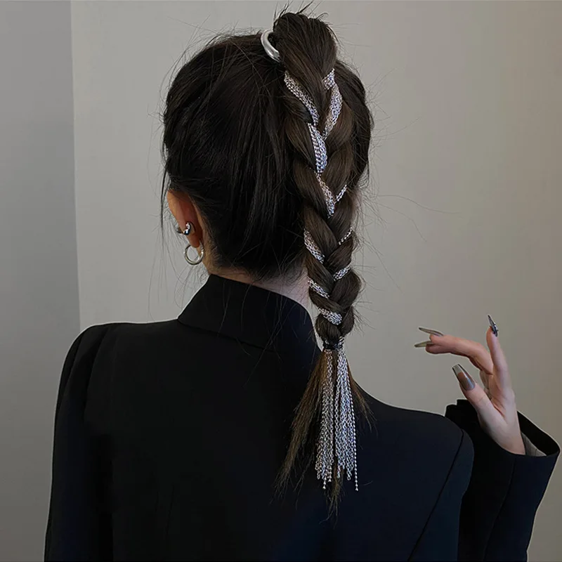 XIALUOKE Vintage Hyperbole Geometric Metal Chain Hairpins Women Braid Headband Long Tassel Hair Jewelry Bride Accessories jewelry accessories hair accessory bridal headwear