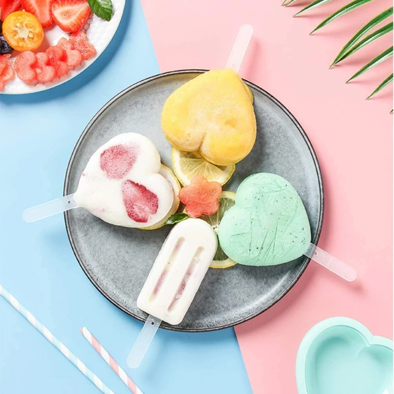 Heart-Shaped Silicone Ice Cream and Popsicle Mold for Party and Bar Decorations