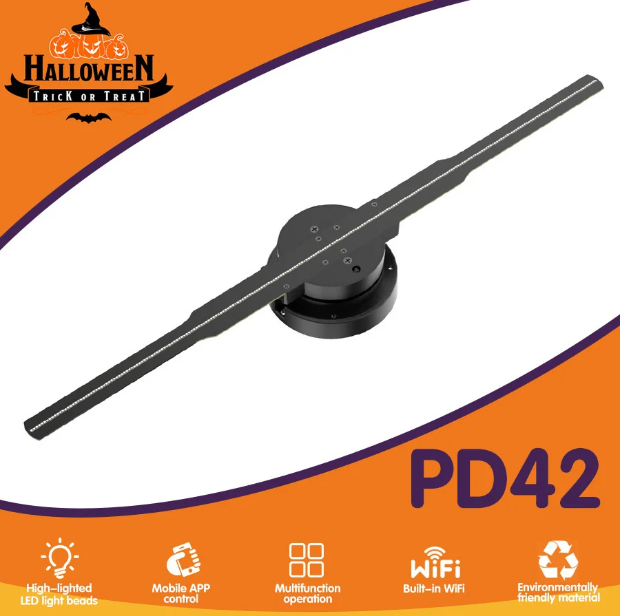 

PD42 3D Hologram Projector Fan With WiFi Logo Light Led Holographic Lamp Player Party Advertise Display Support Images Video