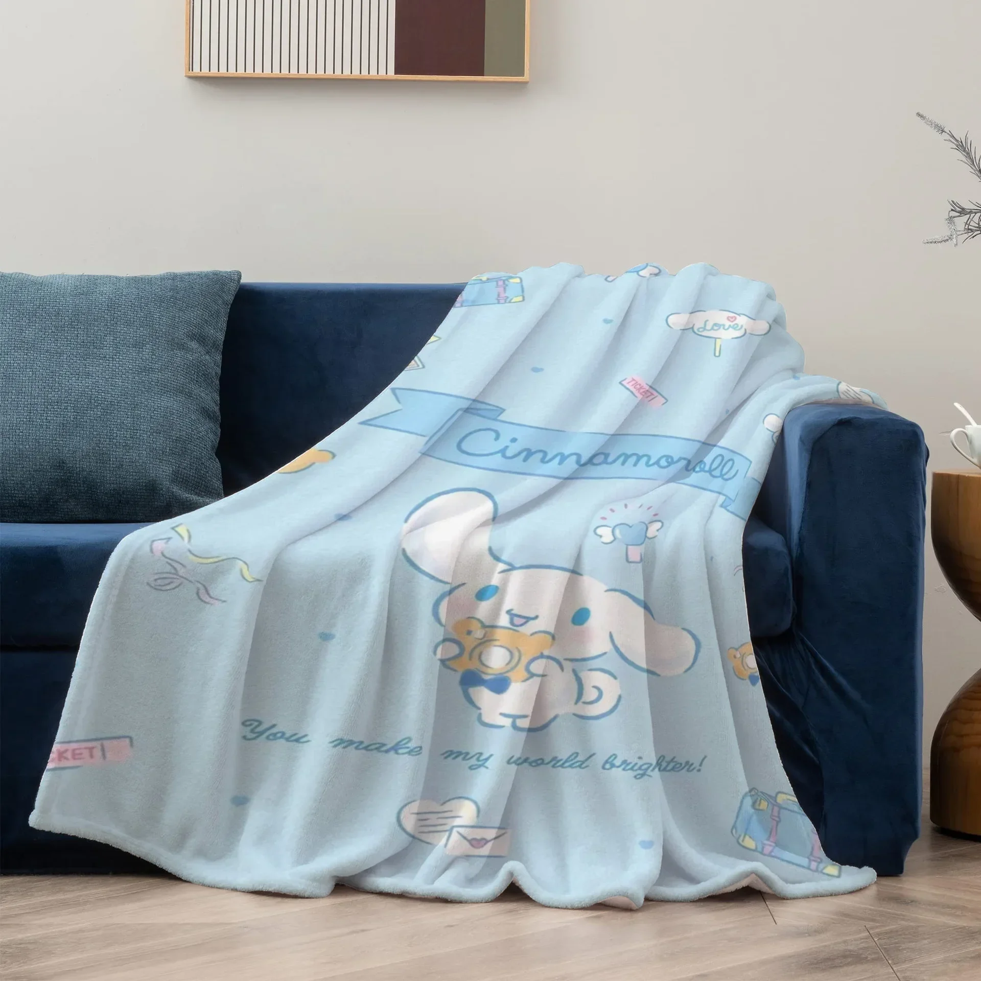 

New Cinnamon Dog Blanket Sanrio Cinnamoroll Flannel Blanket Cute Cartoon Nap Blanket Multifunctional Office Gift Blanket