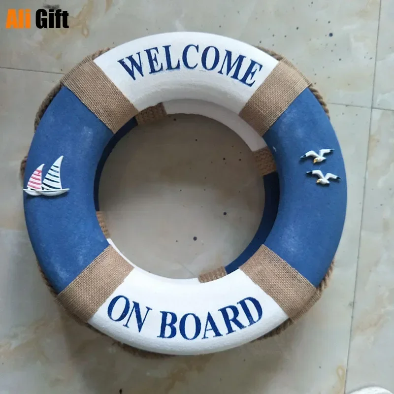 20-40cm Welcome Aboard Nautical Life Lifebuoy Ring Boat Wall Hanging Mediterranean Style Bar Window Background Wall Home Decor 5