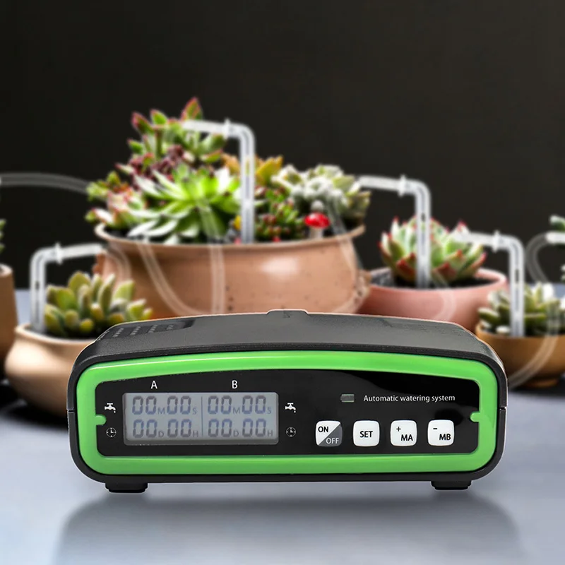 

Smart Watering Device Dual Independent Control Water Free Detection Timer Lcd Screen Display Watering Tool Irrigation Pump 5v