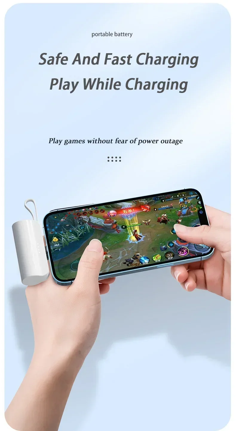 Mini Fast Charger 10000mAh Built-in Cable Portable Power Bank for IPhone Xiaomi Samsung Tye-c/Apple Interface External Battery 11 S0145580cce194d6782cd35c3d2a98bebl