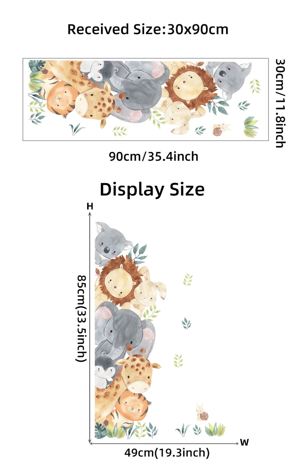 Description Picture 2 of itemCute Cartoon Peep Animals Wall Stickers for Kids Room Elephant Giraffe Tiger Waterproof Vinyl Decal  Bedroom Door Wall Sticker